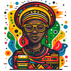 Portrait of African woman in traditional clothes. Vector illustration