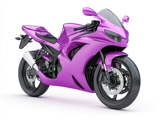 Purple Sportbike on White Background