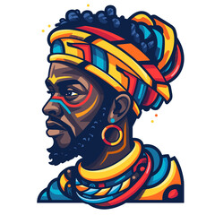 Vector illustration of African American man wearing traditional clothing