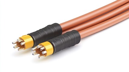 Fototapeta premium Orange Cables with Gold Connectors