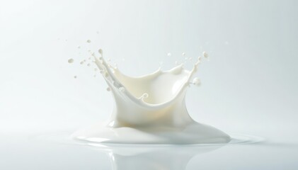 Frozen moment of splashing milk, pristine white backdrop , food photography, white, photography