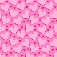 Seamless pink heart pattern with bold, playful design. Cute romantic background perfect for Valentine’s Day, love-themed decor, wrapping paper, or digital use.