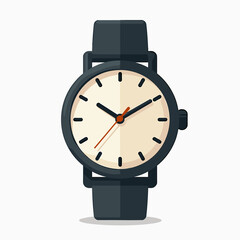 modern black watch with white face and orange hands