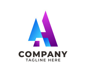 Abstract letter A logo in blue and purple gradient