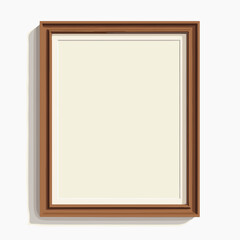 Obraz premium empty picture frame on wall with brown wooden border