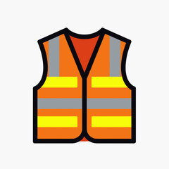 safety vest icon  orange and gray reflective protective gear