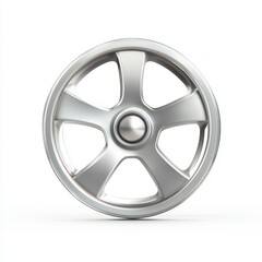 Obraz premium Silver Five Spoke Metal Wheel on White Background