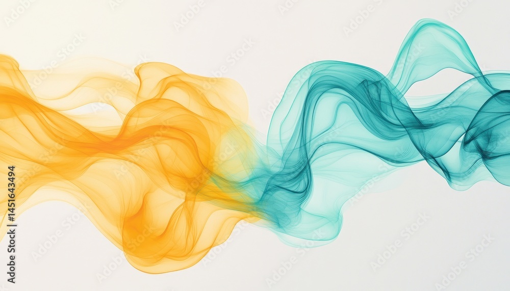Poster Abstract Swirl Background with Teal and Orange Watercolor Waves Smooth Gradient Design and Dynamic Artistic Fluid Ink Creating Modern Decorative Wallpaper