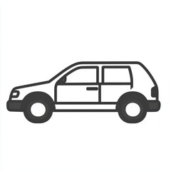 Obraz premium Simple Line Drawing of a White SUV