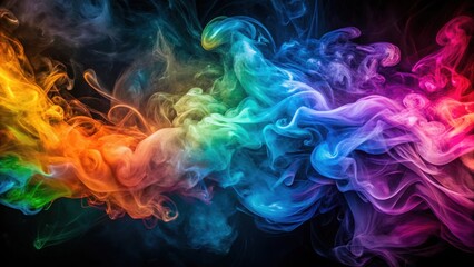 Fototapeta premium Vibrant smoke swirls on a dark canvas , smoke and fog, abstract patterns, smoke and fog, abstract patterns