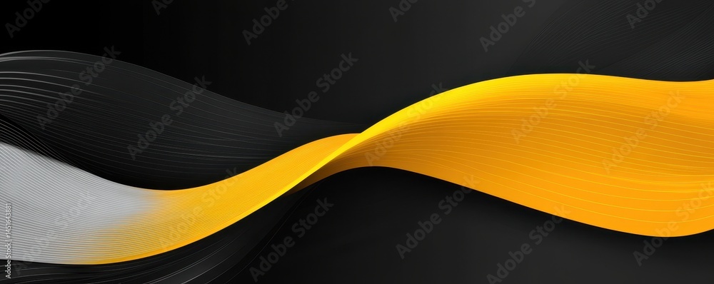 Poster abstract wavy background with black white and yellow dotted lines modern graphic design element for 