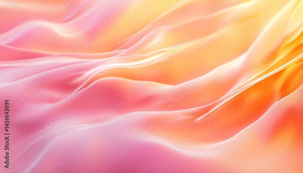 Poster Abstract Wavy Background with Gradient Pink and Orange Color Soft Light and Smooth Surface with Elegant Curves Modern Design and 3D Rendering