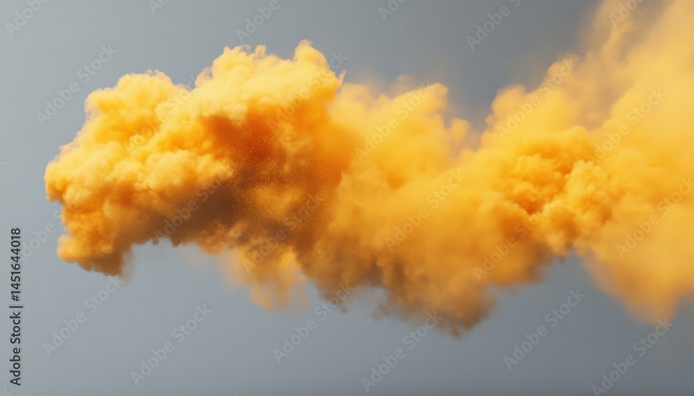 Aufkleber abstract yellow cloud of colored powder in air against a neutral sky background creates a dynamic an