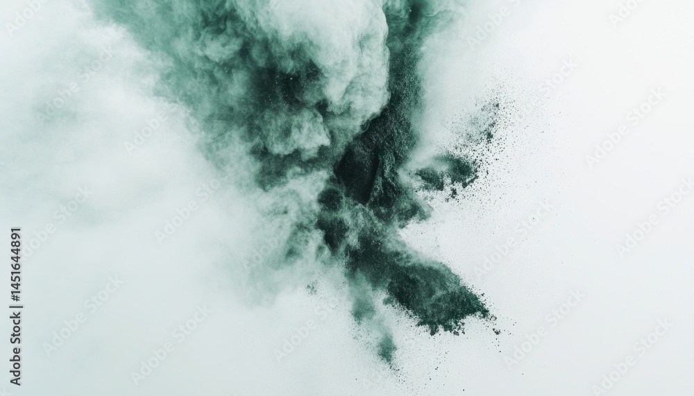 Fototapete Dramatic Explosion of Fine Black Dust Against White Backdrop Creating a Dynamic Abstract Cloud Freeze Motion Effect for Art Background Texture Graphic Design