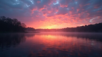 Obraz premium Peaceful Pond: Morning Reflections