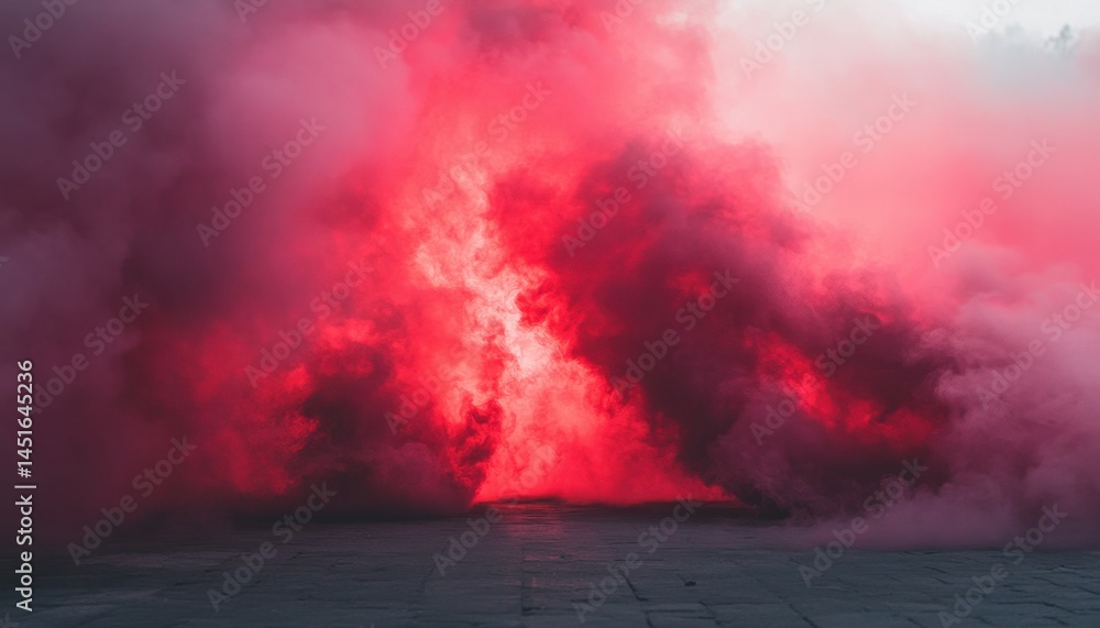 Leinwandbilder dramatic red smoke cloud over dark surface with abstract texture and vibrant color displaying danger