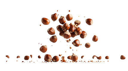 Obraz premium Hazelnuts falling dark background delicious snack food photography