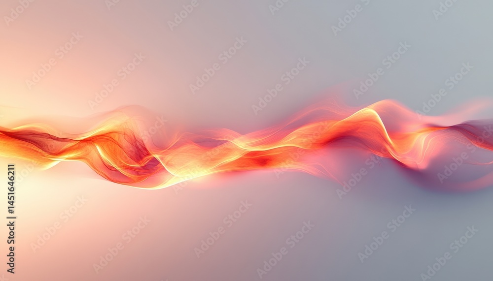 Leinwandbilder Dynamic Abstract Wave of Glowing Orange Particles on a Light Gray Background Modern Digital Art with Flowing Energy and Smooth Lines Creates a Futuristic Decorative Pattern