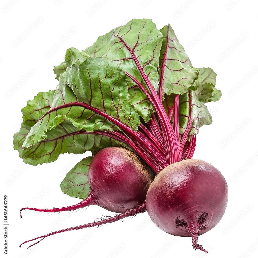 Poster fresh beetroot and greens on a transparent background showcasing natural texture and color, beetroot