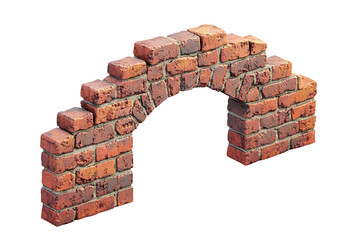 Red brick archway isolated on black background architectural element 3D render