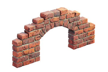 Red brick archway isolated on black background architectural element 3D render