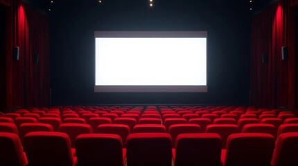 Fototapeta premium empty cinema auditorium with red chairs