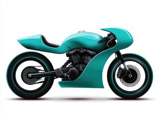 Obraz premium Sleek Teal Custom Motorcycle with Aerodynamic Fairings