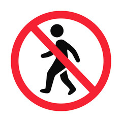 No Walking Sign Icon in Red Circle