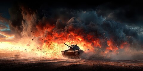 Fototapeta premium War tank banner