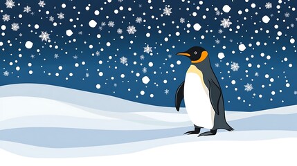 Obraz premium Emperor Penguin Snowy Landscape.