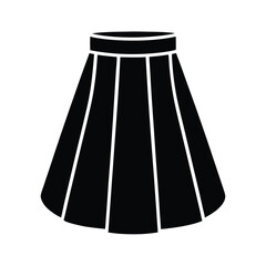 Box Pleat Skirt with Side Zip Icon Silhouette Vector Illustration