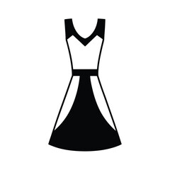 Colorblock Dress with Shift Shape Icon Silhouette Vector Illustration