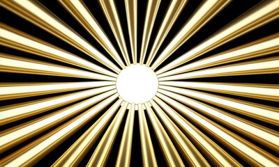 Obraz premium Radiant golden sunburst with converging lines and bright center