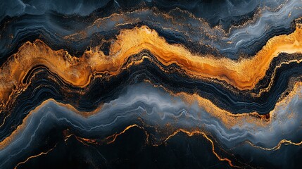 Obraz premium Abstract golden and dark blue waves background elegant fluid design
