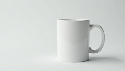 Classic white mug, handle visible, clean background, element, warmth, studio