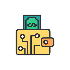 Digital wallet colored icons, minimalist vector illustration ,simple transparent graphic element .Isolated on white background