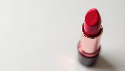 Close-up of vibrant red lipstick on pure white , red, promotion