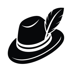 Wool Fedora with Feather Accent Icon Silhouette Vector Illustration