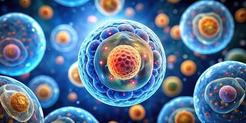 Microscopic view of a cell's nucleus, microscopic view, molecular biology