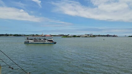 A video of the Kochi Water Metro station with water bus departing from station during journey