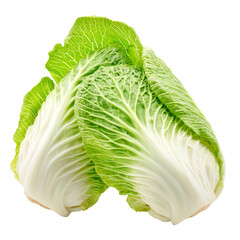 Fresh Chinese cabbage isolated on a transparent background showcasing its vibrant green leaves and crisp texture, perfect for healthy recipes, chinese cabbage Isolated on transparent background