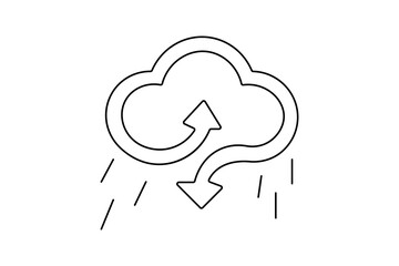 Cloud storage icon one line drawing  minimalist outline vector illustration isolated on white
