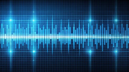 Fototapeta premium A blue equalizer graphic displaying a graphical representation of audio waveform frequencies , spectral display, waveform visualization