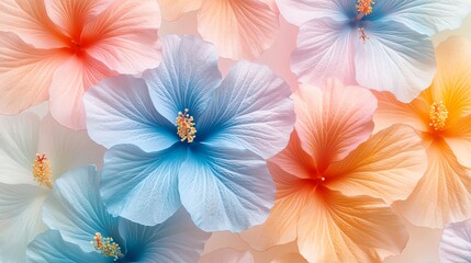Obraz premium Pastel Hibiscus Flowers Closeup