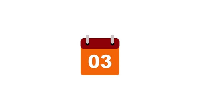 3 date calendar icon Animation with transparent background. Flat calendar icon monthly, important date, meting date, Simple calendar with date concept. Date Calendar icon concept animation with alpha.