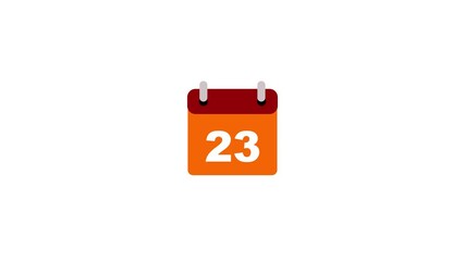 23 date calendar icon Animation with transparent background. Flat calendar icon monthly, important date, meting date, Simple calendar with date concept. Date Calendar icon concept animation with alpha