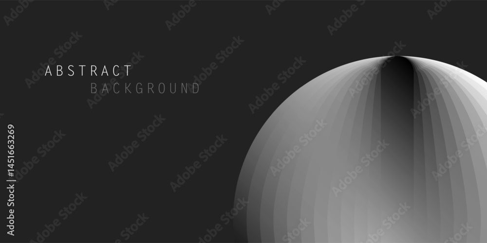 Poster abstract sphere made of flowing black and white gradient stripes. the smooth, curved lines create a 