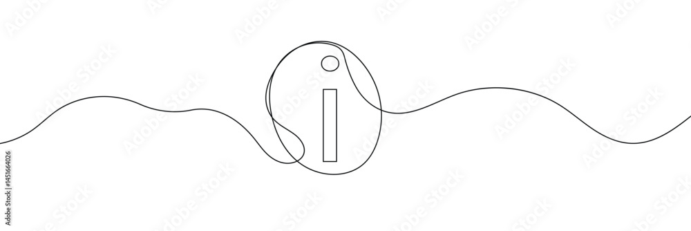 Poster continuous one line drawing silhouette of information symbol. the information linear icon. one line 