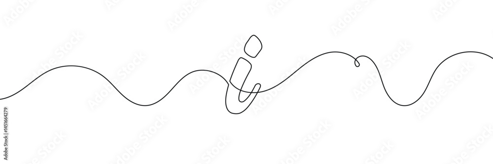 Poster continuous one line drawing silhouette of information symbol. the information linear icon. one line 