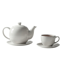 Elegant white tea set on a transparent background